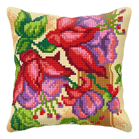 Orchidea Cushion Cross Stitch Kit Exotic Flowers